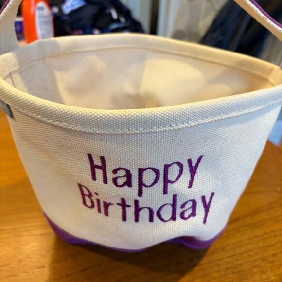 Lands End Happy Birthday Canvas Basket Tote - EUC - Rare Find! - Picture 4 of 6